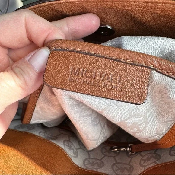Michael Michael Kors deep Caramel Leather Hamilton Large Tote Bag Purse - Picture 7 of 8